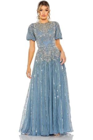 Mac Duggal 5991 - Puff Sleeve Ornate Evening Gown