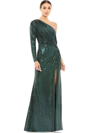 Ieena Duggal 12501 Asymmetric High Slit Dress