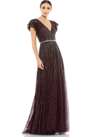 Mac Duggal 5502 - Flutter Sleeve Sequined Evening Gown