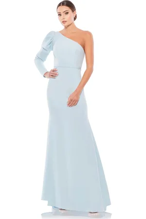 Ieena Duggal 70149 Puff Long Sleeve One Shoulder Gown