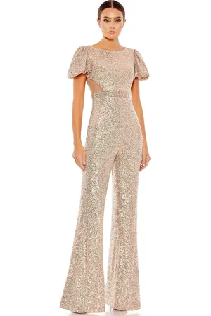 Ieena Duggal 11273 - Short Puffed Sleeves Jumpsuit