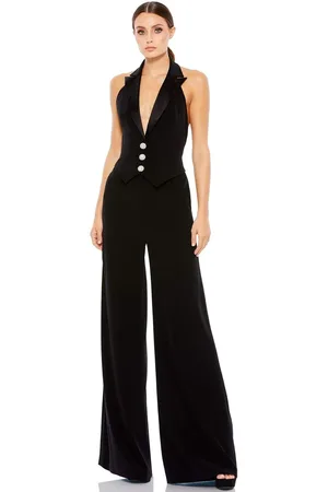 Ieena Duggal 2643 Halter Tuxedo Bodice Jumpsuit