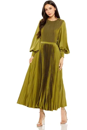 Ieena Duggal 49718 - Bishop Sleeve Pleated Dress