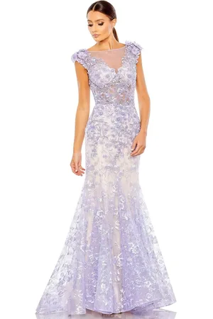 Mac Duggal 79357 - Floral Appliqued Illusion Trumpet Gown