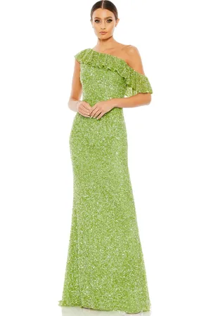 Mac Duggal 5611 - Ruffled Asymmetrical Neck Prom Gown