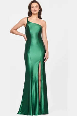 FAVIANA S10811 - Asymmetric Neck Seamed Evening Gown