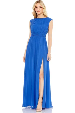 Ieena Duggal 55863 - Pleated Bodice Bateau Evening Gown