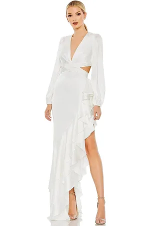 Ieena Duggal 49524 - Bishop Sleeve Cutout Prom Gown