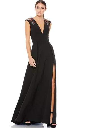 Ieena Duggal 26540 V-Neck Beaded A-Line Gown