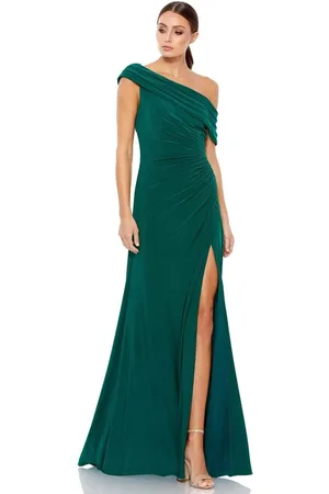 Ieena Duggal 26517 Off-Shoulder Neckline High Slit Simple Prom Gown
