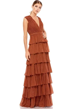 Ieena Duggal 49287 V Neck Tiered A-Line Dress