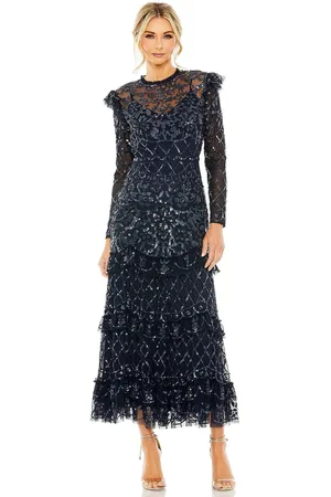 Mac Duggal 9264 - Sequined Ruffle High Neck Evening Dress