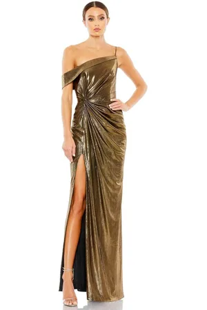Ieena Duggal 26728 - Metallic One Shoulder Evening Dress