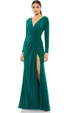 Ieena Duggal 26554I Long Sleeve High Slit Dress