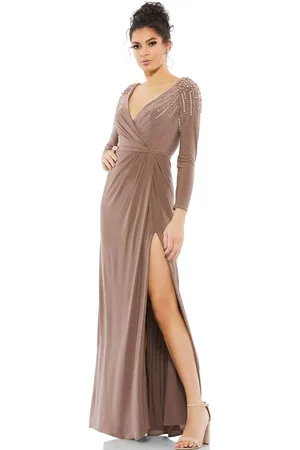 Mac Duggal 55715 - Long Sleeved Embellished Jersey Dress
