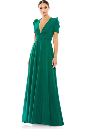 Mac Duggal 55681 - Puff Sleeve Plunging Evening Gown