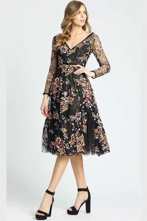Mac Duggal Evening - 67499D Multi-Color Floral Embroidery A-Line Dress