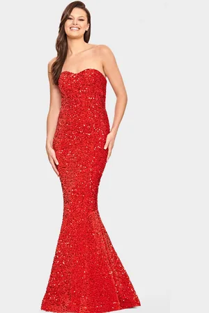 FAVIANA S10819 - Strapless Velvet Sequin Evening Gown