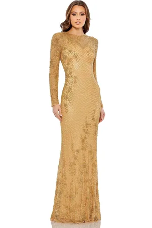Mac Duggal 5504 - Beaded Lattice Sheath Evening Gown