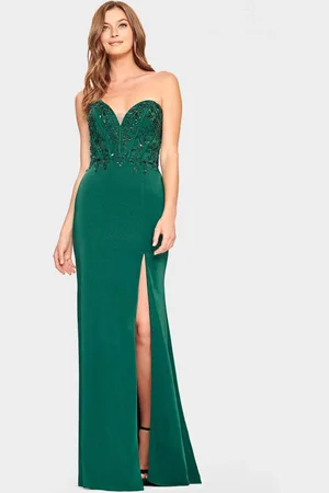 FAVIANA S10865 - Sequin Embellished Satin Prom Dress