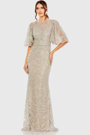 Mac Duggal 20481 - Flutter Sleeve Bead Embroidered Evening Gown