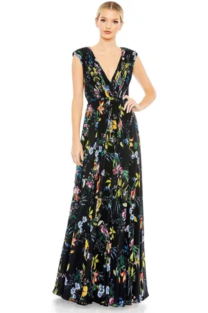 Ieena Duggal 55829 - Pleated Floral Evening Gown