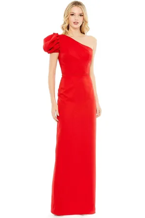 Ieena Duggal 49630 - Asymmetrical Neckline One Ruffled Sleeve Dress