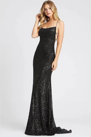 Ieena Duggal 26269I Allover Sequin Strappy Open Back Gown