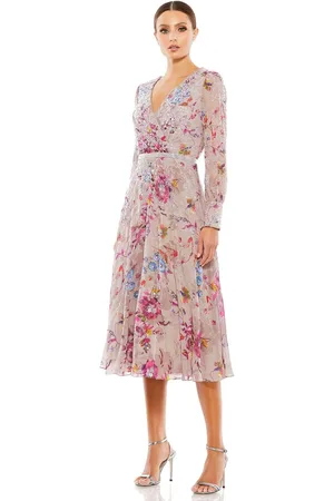 Mac Duggal 9147 - Surplice V-Neck Floral Print Evening Dress