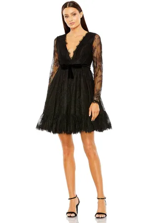 Ieena Duggal 49794 - Lace Deep V-Neck Cocktail Dress