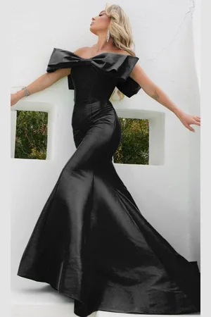 Terani Couture 241E2407 - Bow Off Shoulder Evening Dress