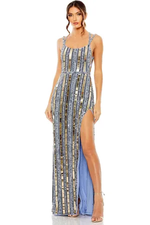 Mac Duggal 93981 - Strappy Back Linear Sequin Prom Gown