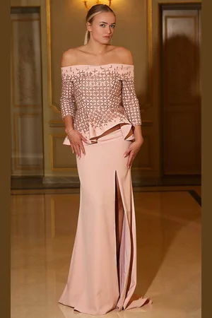 Terani Couture 242M3301 - Quarter Sleeve Peplum Evening Gown