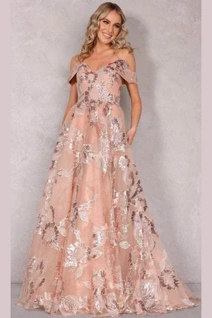 Terani Couture 2111P4104 - Off-Shoulder A-line Long Dress