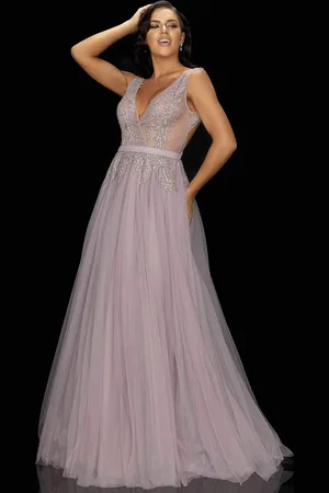 Terani Couture 2011P1109 Iridescent Appliqued Long Tulle Gown