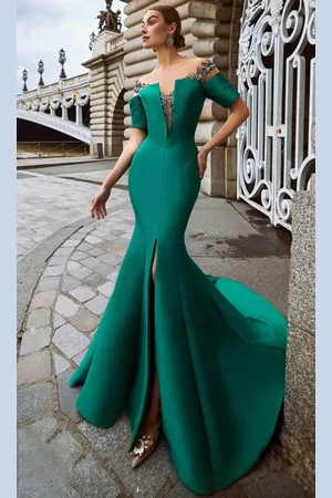Terani Couture 242M3313 - Off-Shoulder Illusion Neckline Prom Gown