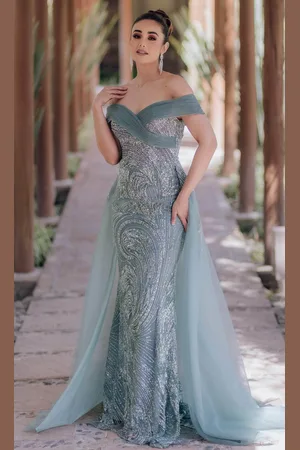 Terani Couture 232E1334 - Off Shoulder Overskirt Evening Gown