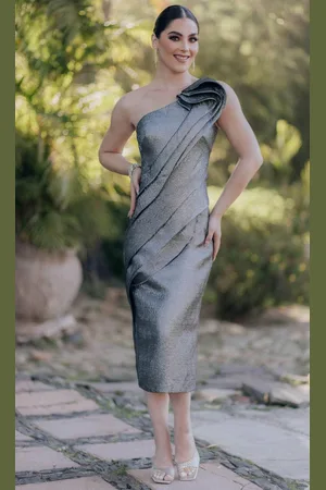 Terani Couture 232C1138 - Asymmetric Metallic Jacquard Formal Dress