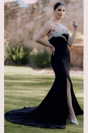 Terani Couture 232E1296 - Gleaming Beaded Neckline Strapless Evening Dress