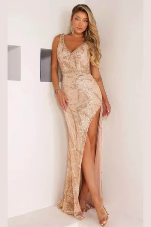 Terani Couture 241P2100 - V-Neck Sleeveless Prom Dress