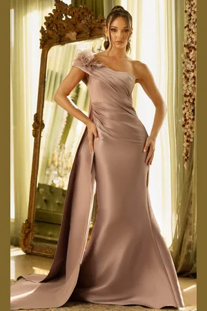 Terani Couture 242M3314 - Asymmetric Pleated Bodice Evening Gown