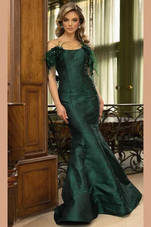 Terani Couture 242E3160 - Scoop Neck Off-Shoulder Evening Dress