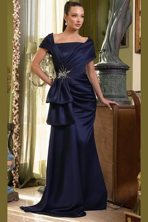 Terani Couture 242M3338 - Ruched Bodice Back Slit Evening Gown