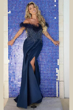 Terani Couture 241E2490 - Feather Fringed Mermaid Evening Dress