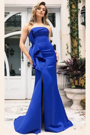 Terani Couture 242E3195 - Strapless Ruffled Peplum Evening Gown