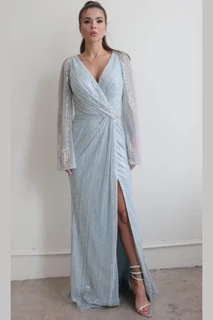 Terani Couture 242M3360 - Sequined Long Bell Sleeve Evening Gown