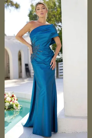 Terani Couture 241M2760 - Asymmetrical Off-Shoulder Evening Dress
