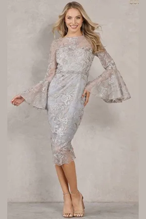 Terani Couture 2027C2708 Long Bell Sleeve Sheath Dress