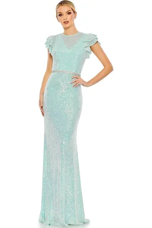 Ieena Duggal 26942 - Illusion High Neck Sequined Gown