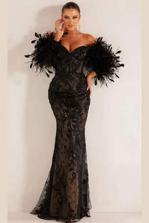 Terani Couture 241E2479 - Embroidered Off-Shoulder Evening Dress